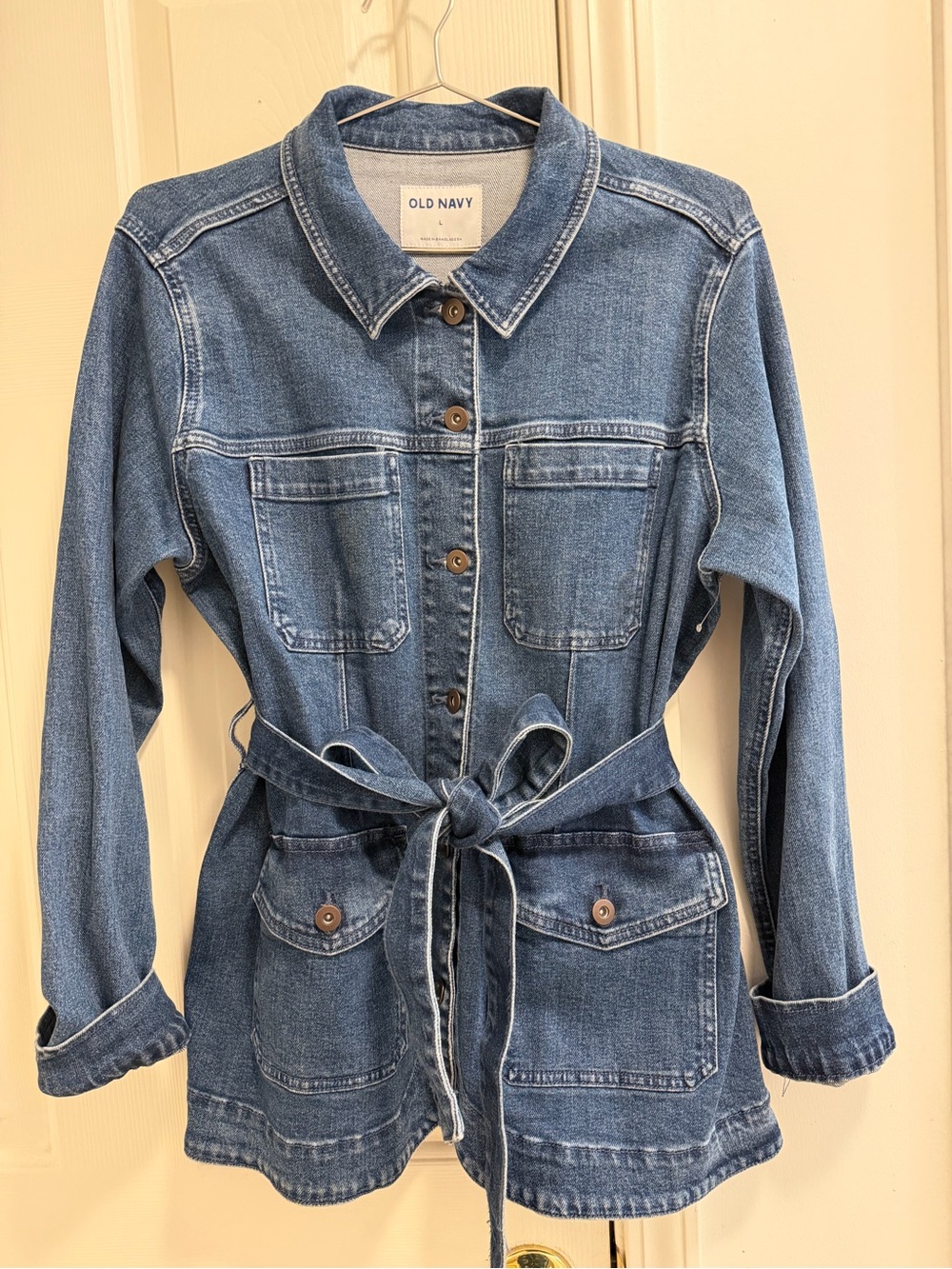 Old Navy Medium Blue Denim Tie-Waist Jacket